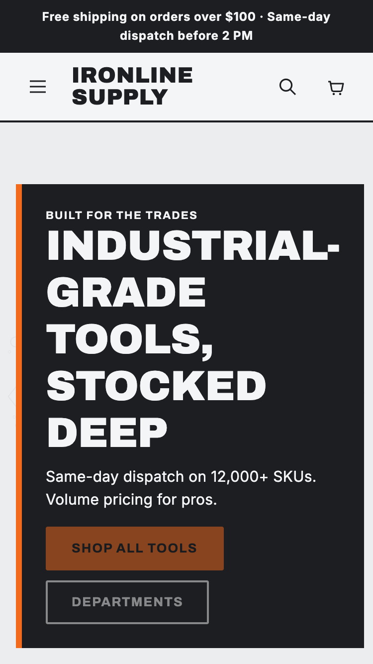 Boltworks theme on mobile