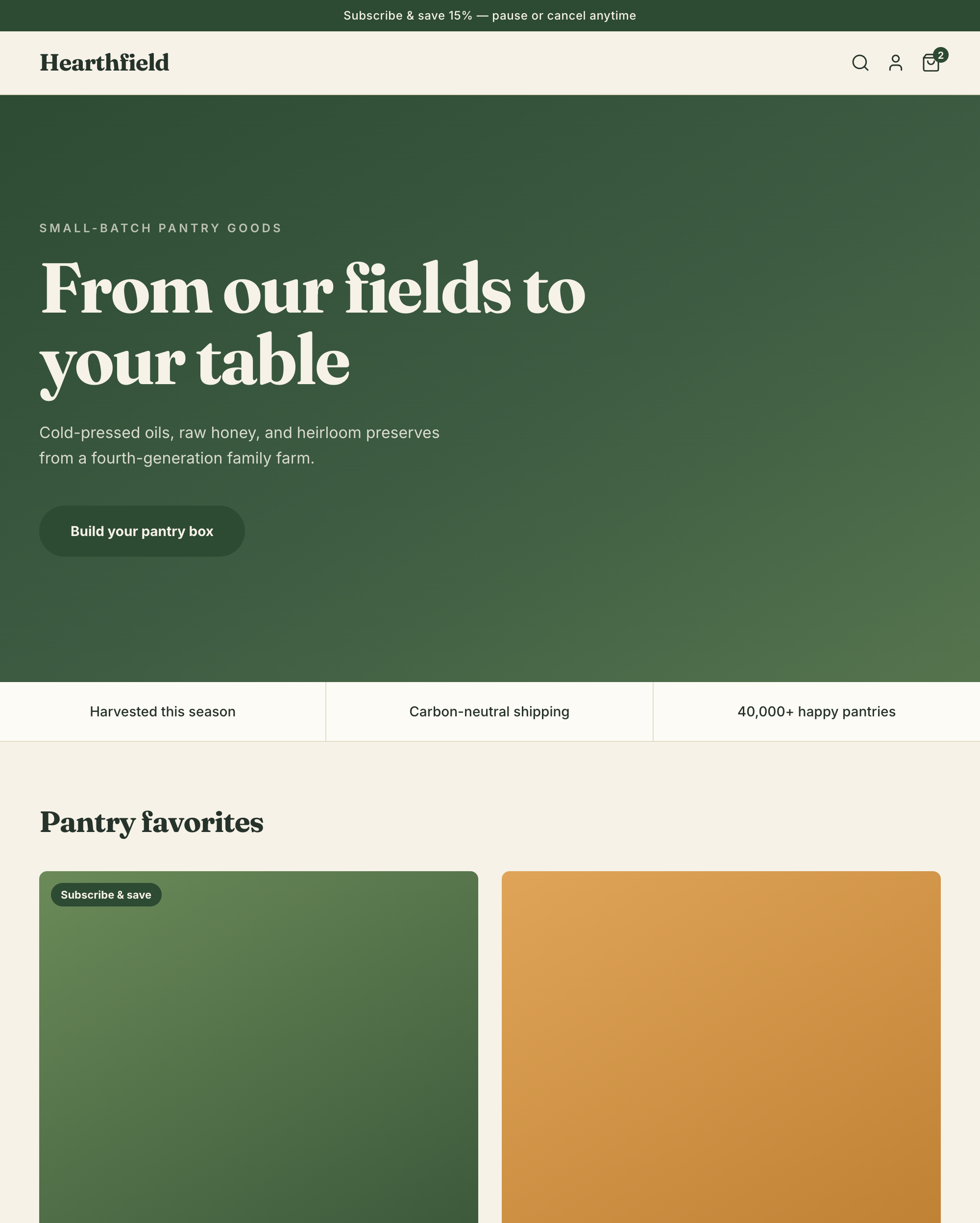 Grove Shopify theme demo store, desktop view