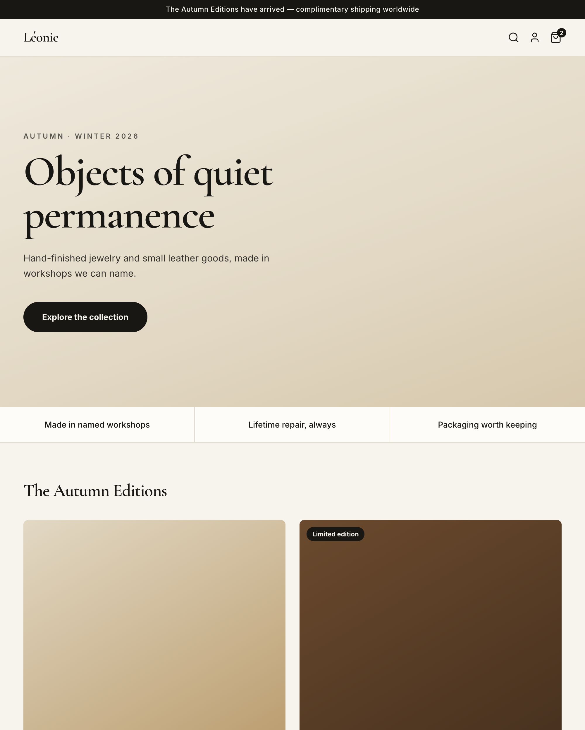 Maison Shopify theme demo store, desktop view